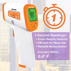 Victor T9000 Non-Contact Digital Infrared Forehead and Wrist Thermometer, for Adults and Kids, Quick 1 Second Readings, 3-Color Temperature Warning Display, White/Orange