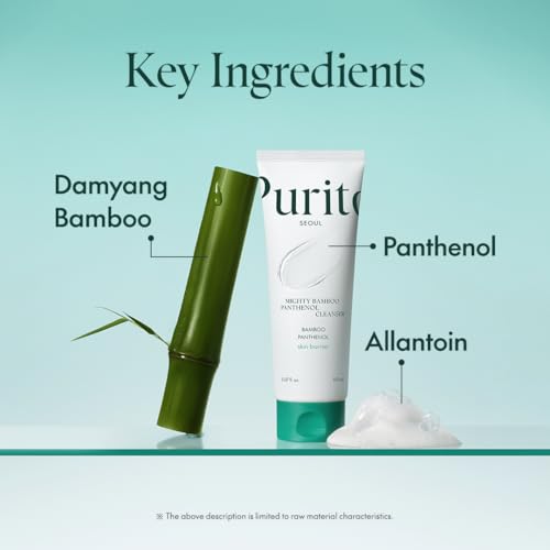 PURITO Mighty Bamboo Panthenol Cleanser, Gentle Face Wash for Moisturizing, for Sensitive Skin, Vegan & Cruelty-Free Face Cleanser150ml / 5.07 fl. Oz.