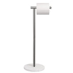NearMoon Bath Toilet Paper Holder Stand- Modern Tissue Roll Holder Standing with Balanced Base, Rustproof Toilet Roll Holder for Bathroom/Kitchen Countertop (Chrome Finish, Marble Base)