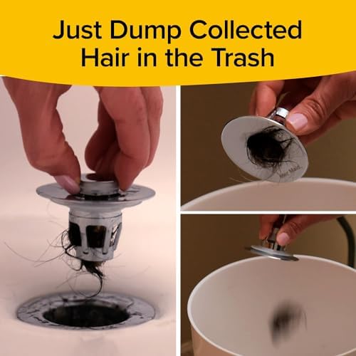 Drain Magic AS-SEEN-ON-TV Replace Broken or Missing Bathroom Drain Stoppers in Seconds, No Tools, Push To Fill, Hair Catcher Prevents Clogs, Watertight Silicone Seal,Chrome Plated Solid Brass