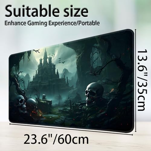 for MTG Game Playmat, for Magic TCG Rubber Play mat,Tabletop Card Playmats with Smooth Surface,Trading Card Inked Game Mat,Battle Game,Skull Castle