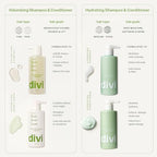 Divi Hydrating Shampoo and Conditioner Set, 2 x 12 oz, Moisturizing for Thicker Hair