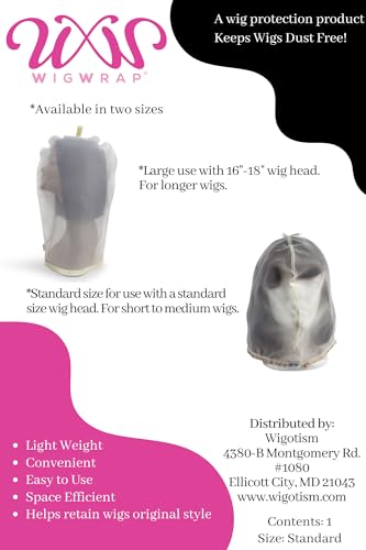 Wigotism WigWrap a custom fabric used to protect wigs from dirt and dust. (Standard - SM-MD, Gold Stars)
