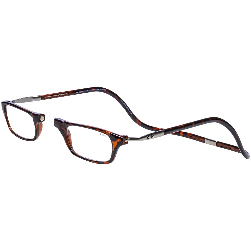 Clic Magnetic Reading Glasses for Men or Women, Computer Readers, Original Expandable (M-XL, Dark Demi, 2.00 Magnification)