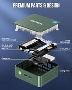 GMKtec Mini PC, Intel Twin Lake N150 (Upgraded N100), 16GB DDR4 RAM 512GB PCIe M.2 SSD, Desktop Computer 4K Dual HDMI/USB3.2/WiFi 6/BT5.2/2.5GbE RJ45 for Office, Business