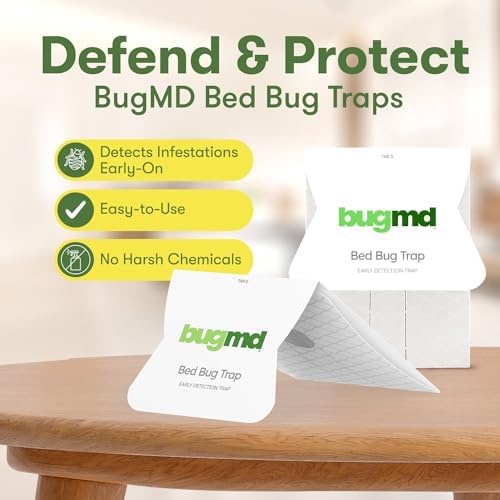 BugMD Bed Bug Trap (2 Pack, 24 Traps) - Bed Bug Prevention, Glue Traps, Insect Trap Indoor, Bed Bug Sticky Traps