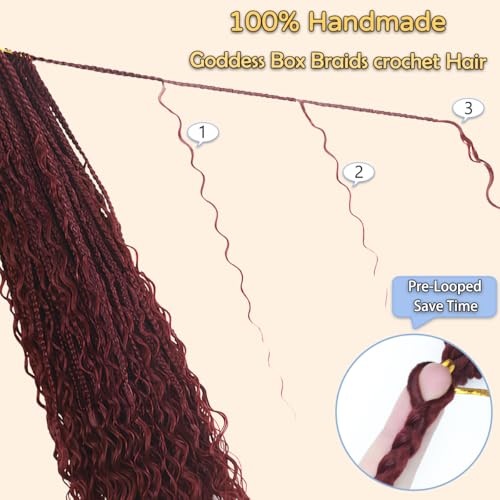 24 Inch Goddess Box Braids Crochet Hair 8 Packs Boho Crochet Braids for Black Women Boho Box Braids Crochet Hair Bohemian Crochet Box Braids Hair Extensions (24inch, Bug#)