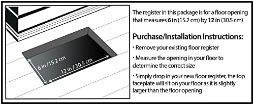 Decor Grates STH612 Classic Collection Floor Register, 6x12 Inches, Textured Black