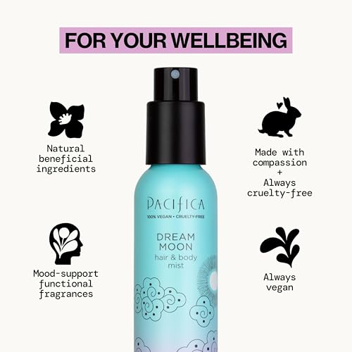 Pacifica Hair Perfume & Body Fragrance Spray Mist - Dream Moon with Bergamot, Pear, Pink Rose, Coconut, Vanilla, Sandalwood & Patchouli ��� Alcohol-Free, Vegan & Cruelty-Free, 5 oz (1 Count)