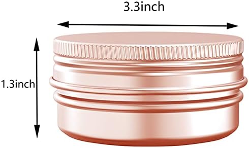 4 oz Aluminum Tin Jar with Screw Cap Refillable Container for Cosmetic, Lip Balm, Cream, Rose Gold 12 Pcs.