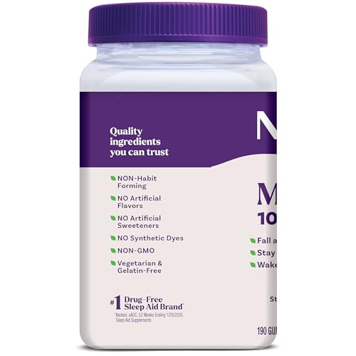 Natrol Melatonin Gummies, Sleep Support, 190 Strawberry-Flavored Adult Melatonin Gummies, 10 mg Sleep Aids for Adults