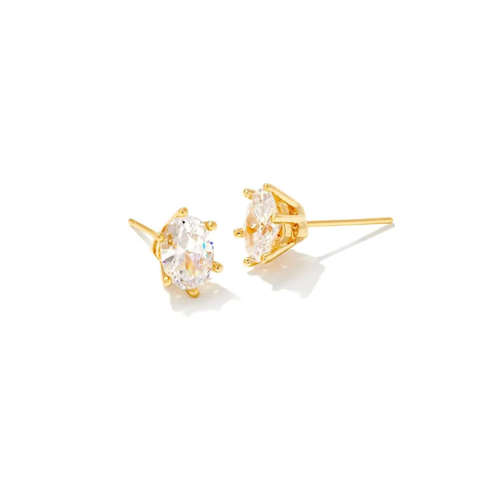 Kendra Scott Cailin 14k Gold-Plated Crystal Stud Earrings in White Crystal, Fashion Jewelry for Women
