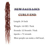 BOHOBABE Ginger Faux Locs Crochet Hair 24 Inch, Boho Soft Crochet Locs with Curly Ends, Long Copper Bohemian Goddess Locs Crochet Braids for Black Women (6 Packs, 350#)