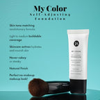 Jerome Alexander My Color Self-Adjusting Foundation, Hydrating & Lightweight Face Makeup, Skincare-Infused, with Kabuki Brush, Medium Dark, 1 oz