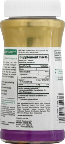 Nature's Bounty Probiotic Gummies, Immune Health & Digestive Balance, Pineapple, Raspberry and Orange Flavor Gummies, 60 Ct (Pack of 3)