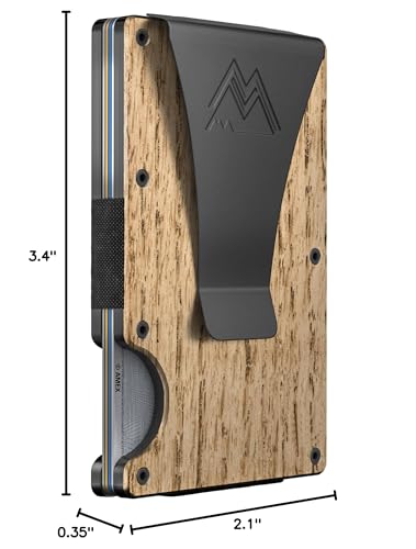 Mountain Voyage Co Minimalist Wallet for Men & Women - Slim RFID Wallet, Scratch Resistant, Credit Card Holder & Money Clip, Easily Removable Money & Cards, (Beech Wood Carbon)