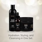 Golden Grooming Co. Beard Bundle – 2 oz Beard Oil, 4 oz Beard Balm, and 8 oz Beard and Hair Shampoo – All-Natural Beard Grooming Set for Nourishment, Styling, and Cleansing