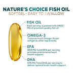Omega 3 Fish Oil Supplements - 2400mg Fish Oil Per Serving - Triple Strength Omega-3 with Fatty Acids EPA & DHA - Natural Heart, Brain & Immune Support - Wild Caught, Bottled in USA - 120 Softgels