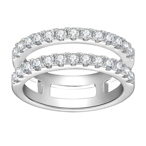 Drizzle Jewels 2.00Ct Round Lab Created Diamond Wrap Enhancer Guard Band Ring, 14K White Gold Finish (White, 12)