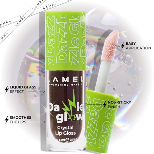 Lamel Dazzle Glow Crystal Clear Lip Gloss - Hydrating, Non Sticky, High-Glossy Lip Gloss - 408 Cherry Cola