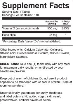 21st Century C 500 Mg with Rose Hips Tablets, 110 Count (Pack of 2)