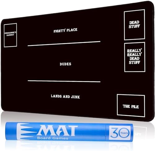 Stitched MTG Playmats for Magic The Gathering - Play Mat with Tube Case for MTG Card Game Playing (Black Zones)