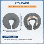 24 Pcs Face Cradle Covers for Massage Table Microfiber Reusable Soft Thicker Massage Table Head Rest Covers Bulk Oil Proof Headrest Cradle Sheets for Spa Beauty Salons (Gray)
