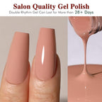 Double Rhythm Gel Nail Polish Set of 6 Colors Baby Light Pastel Milky Nail Polish Starter Kit Art DIY Salon Home (Natural Neutral Nude Pink,Kit 28)
