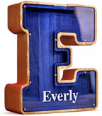 Summidate Customized Name Large Wooden Piggy Bank for Kids Boys Girls Alphabets Letter A-Z Coins Bills Money Change Bank Box Initial on Clear Cover (Laser Engraved) (Alphabet-V, Personalized-9")