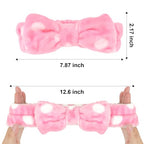 Semato Bachelorette Party Favor Set Bride Spa Headband Bride Headband and Bridesmaid Headband Skincare Headbands for Women Cute Bow Head Bands Party Supplies (pink dot)