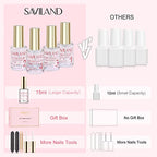 SAVILAND Dip Powder Liquid Set 15 ml/0.5 oz,10 Pcs Nail Dip Liquid Set with Base/Top Coat, Activator Brush Saver Acrylic Gel Dip Nail File Dip Nail Liquid Set No Curing Needed DIY Home Salon Quality