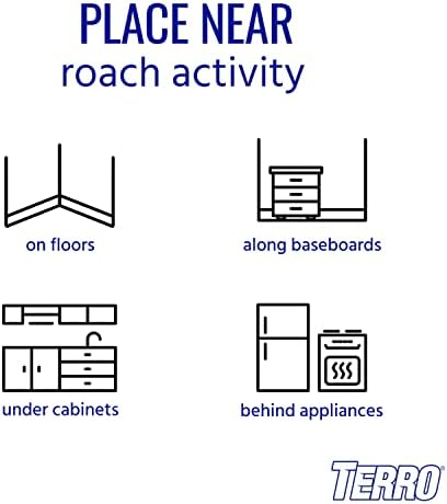 TERRO T500SR Indoor Multi-Surface Roach Bait Stations - Indoor Roach Killer, 12 Bait Stations, Black