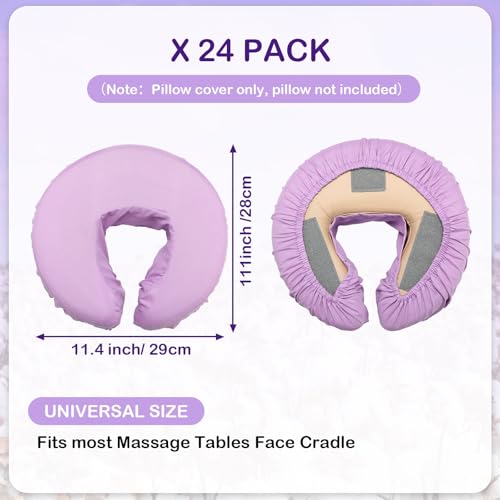 Macarrie 24 Pcs Face Cradle Covers for Massage Table Microfiber Reusable Soft Thicker Massage Table Head Rest Covers Bulk Oil Proof Headrest Cradle Sheets for Spa Beauty Salons(Purple)