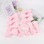 10 Pcs Pink Makeup Headbands, Hair Band for Washing Face, Soft Coral Fleece Makeup Headband for Girls, Bow Hair Bands, Beauty Headbands for Face Washing Shower Skin Care Yoga