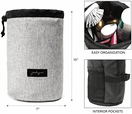 Jadyn Durable Cinch Top Makeup Organizer - Compact Travel Makeup Bag - 7 Interior Pockets for Cosmetics - Drawstring Toiletry Travel Bag for Women - 6L Storage Capacity - (Heather Gray)
