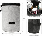 Jadyn Durable Cinch Top Makeup Organizer - Compact Travel Makeup Bag - 7 Interior Pockets for Cosmetics - Drawstring Toiletry Travel Bag for Women - 6L Storage Capacity - (Heather Gray)