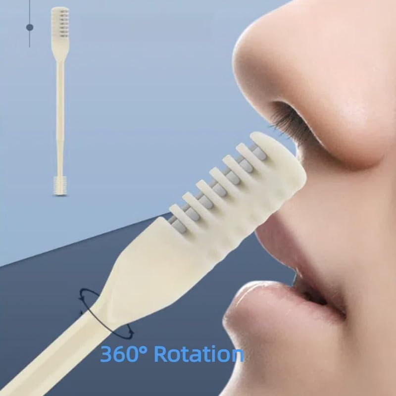 2024 New Double Sided Nose Hair Knife, 2-in-1 Nasal Hair Cutter, Nostril Hair Remover Tool, Portable Manual 360° Rotating Nose Hair Trimmer with Ear Picker for Women Men (5Pcs)