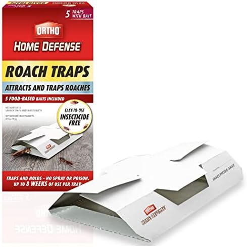 Ortho Home Defense Roach Trap with Bait Tablets, Cockroach Killer, Baited Glue Traps, Roach Traps, High Catch Rate, Roach Killer Indoor Infestation for Homes & More, 30 Traps (6 Pack)…