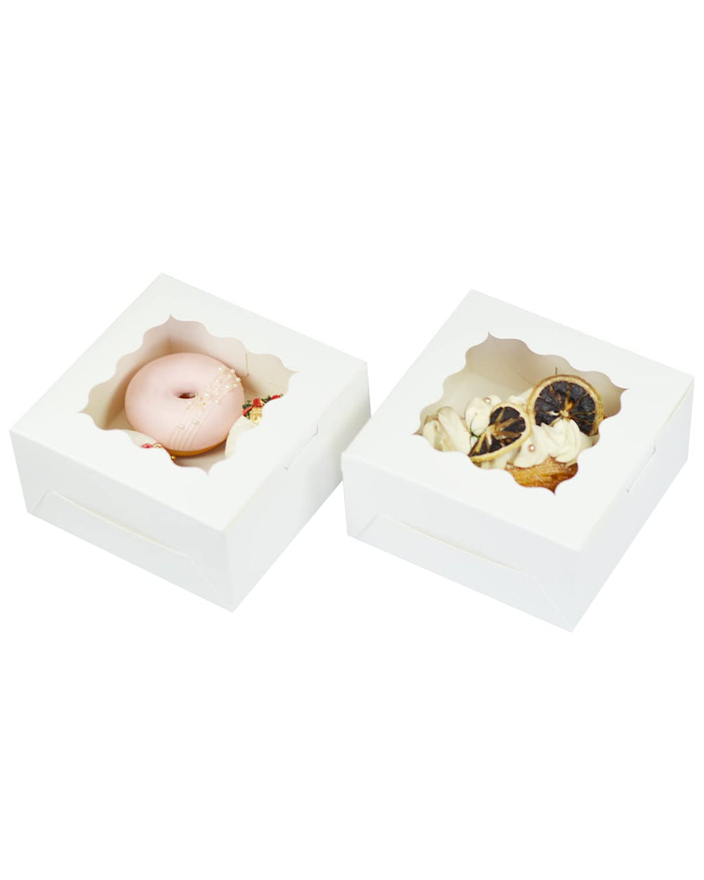 Bakepacker White 30-Packs Bakery Boxes with Window 6x6x3 inches Thick & Sturdy Macaroon Pastry Boxes Cookie Boxes for Bakerys