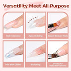 Modelones Poly Nail Gel Kit 30ml 2PCS With Slip Solution Extension Builder Enhancement Professional Starter Kit All-in-One Nail Technician French Kit
