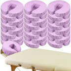 Macarrie 24 Pcs Face Cradle Covers for Massage Table Microfiber Reusable Soft Thicker Massage Table Head Rest Covers Bulk Oil Proof Headrest Cradle Sheets for Spa Beauty Salons(Purple)