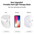 L E D Face Mask Light Therapy, 7 Colors L E D Light Therapy Mask, Red & Blue Light Therapy for Face, Light Mask for Skin Care, Portable Rechargeable