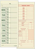 Adams Time Cards, Weekly, 2-Sided, Overtime Format, Named Days, 3-3/8" x 9", Manila, Green/Red Print, 200-Count (9791-200)