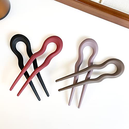 FRDTLUTHW 5.1Inch U Shaped Hair Fork Frosted French Hair Pin for Women Girls(pack of 4)