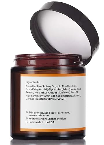 Tallow Face Moisturizer - Grass Fed Tallow for Skin Care- unscented Handmade Tallow face Cream- tallow balm Sensitive & Dry Skin (FRANKINCENSE)
