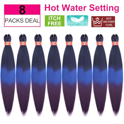 ATRAENTE Braiding Hair Pre Stretched,18 Inch 8 Packs Ombre Braiding Hair for Boho Box Braids Yaki Texture Hot Water Setting Soft And Light(18"1B/33/30)