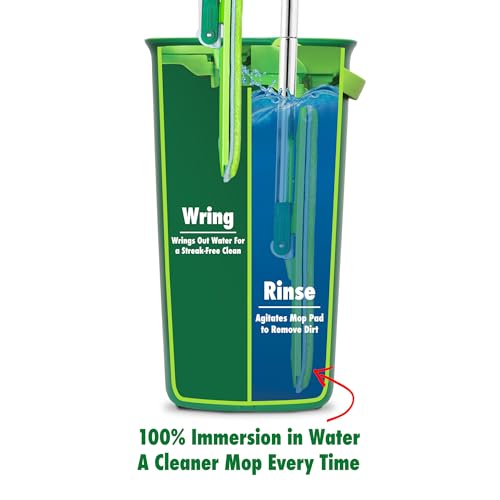 Libman Rinse 'n Wring Mop and Bucket System | Microfiber Floor Mop | Hardwood Floor Cleaner | Wet & Dry Mop | Clean & Dirty Water Chambers | Power Blades | 1 Total Microfiber Pad