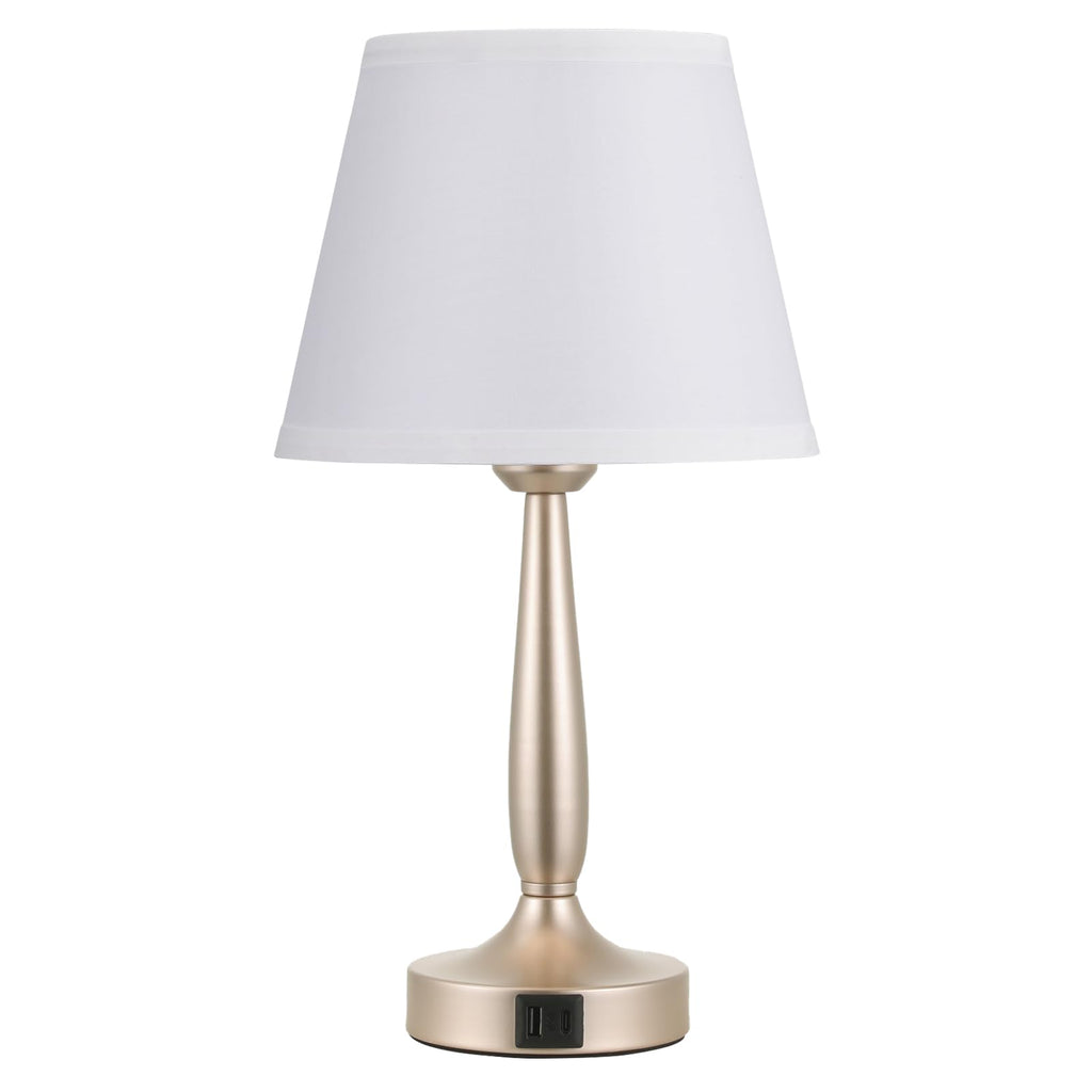 Kakanuo Touch Table Lamp for Bedroom, Small Bedside Lamp with USB C Charging Port, 3 Way Dimmable Touch Control Nightstand Lamp for Living Room, White Shade and Champagne Gold Base