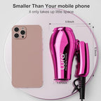 LURA Mini Portable Travel Hair Dryer:Dual Voltage Small Lightweight Blow Dryer with EU Plug,1200W Compact Hairdryer with Folding Handle,with Concentrator&Diffuser Attachment,for Women and Men(Purple)