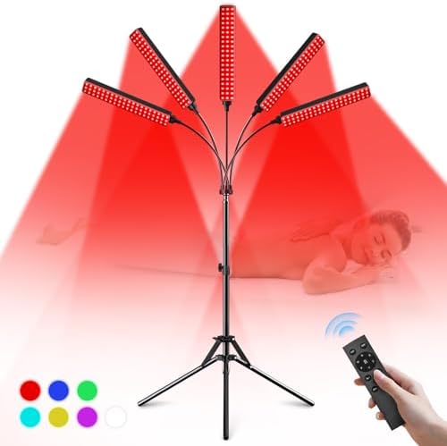 Red Light Therapy for Face Body, 5 Heads Red Infrared Light Therapy Device, 7Colors Full Body Red Light Therapy Devices, 660nm and 850nm Near Infrared for Face,Muscle,Body,Skin